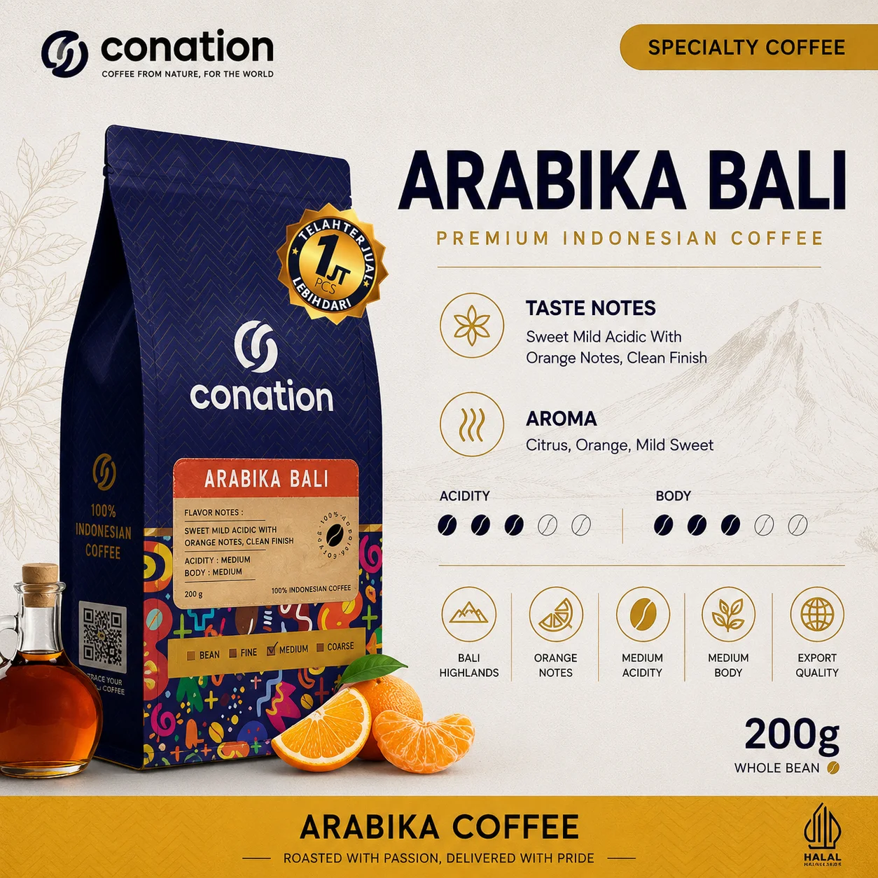 Arabika Bali - Indonesian Specialty Coffee Beans from Bali Highlands | Conation Export