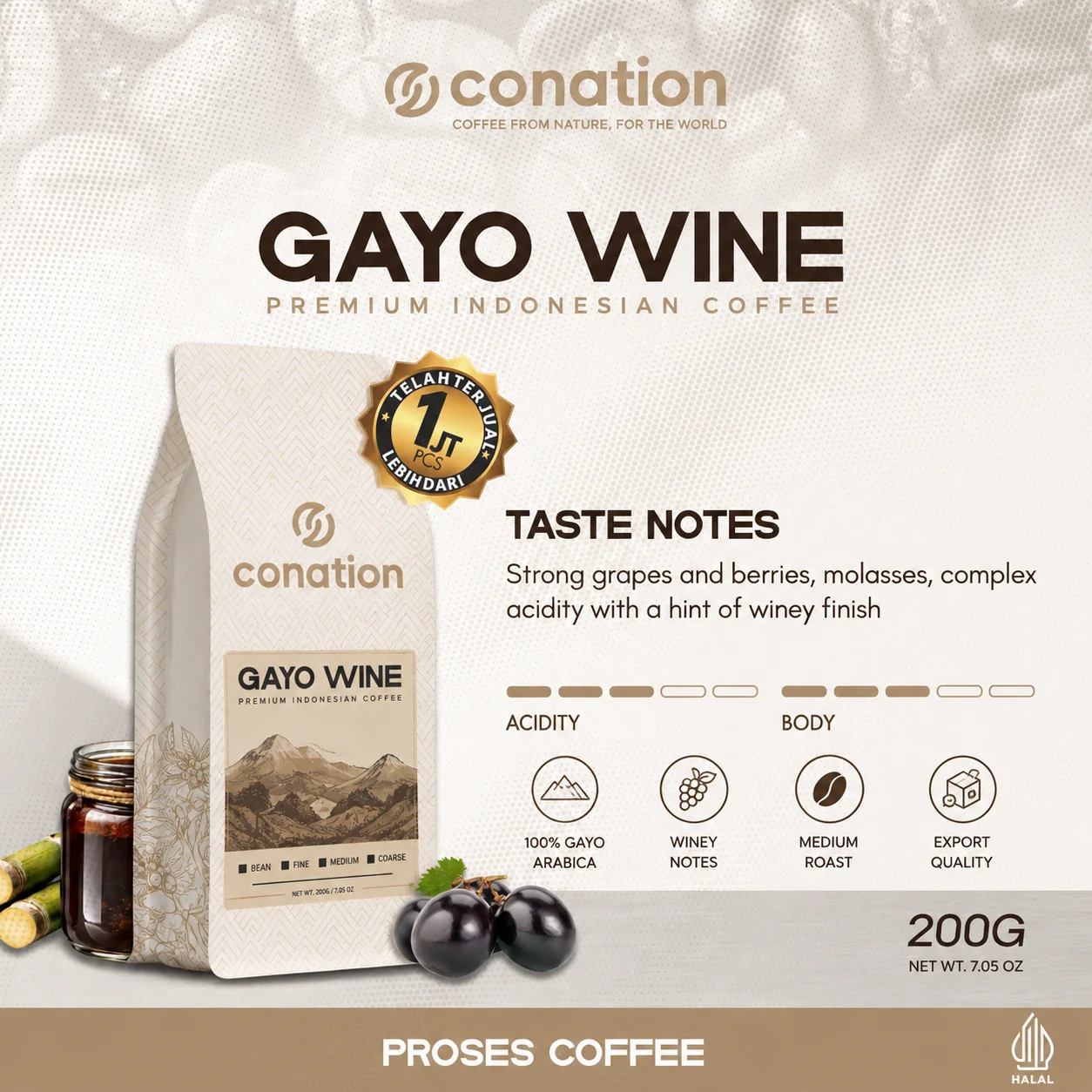 Gayo Wine - Indonesian Specialty Coffee Beans from Gayo Highlands, Aceh | Conation Export