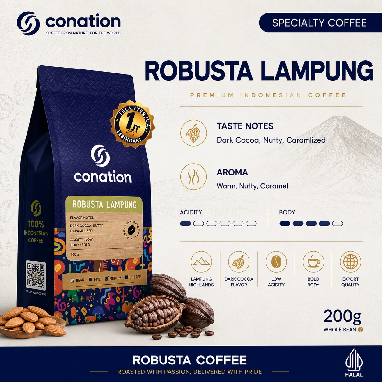 Robusta Lampung - Indonesian Specialty Coffee Beans from Lampung Highlands | Conation Export
