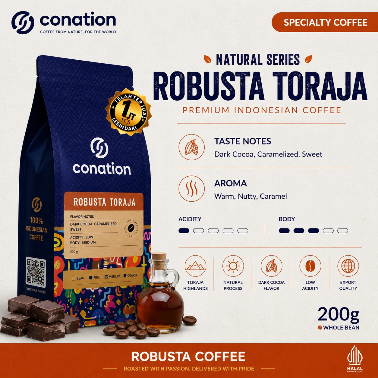 Robusta Toraja - Indonesian Specialty Coffee Beans from Toraja Highlands, Sulawesi | Conation Export
